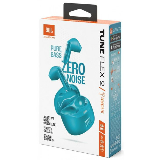 Bluetooth-гарнітура JBL Tune Flex 2 Turquoise (JBLTFLEX2TQE)