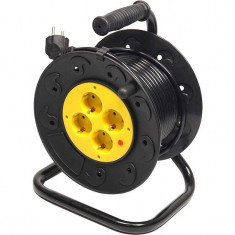 Подовжувач на котушці PowerPlant JY-2002/20 (PPRA10M200S4) 4 розетки, 20 м, чорно-жовтий