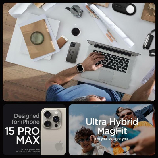 Чохол-накладка Spigen Ultra Hybrid MagFit для Apple iPhone 15 Pro Max Carbon Fiber (ACS06578)