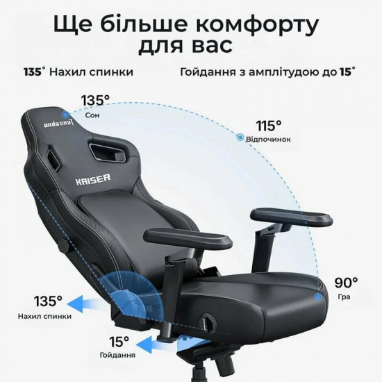 Крісло для геймерів Anda Seat Kaiser 4 V2 Size XL PVC Gray Fabric (AD12YDDC-XLL-20-G-CF-03)