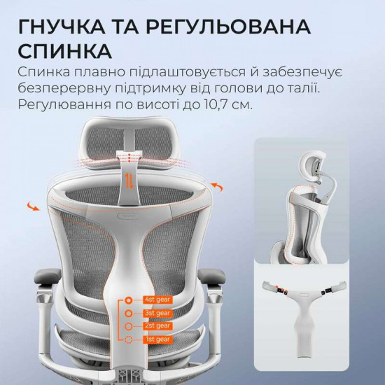 Крісло офісне Sihoo Doro C300 Pro Mesh White (DORO-C300-PRO-M102)