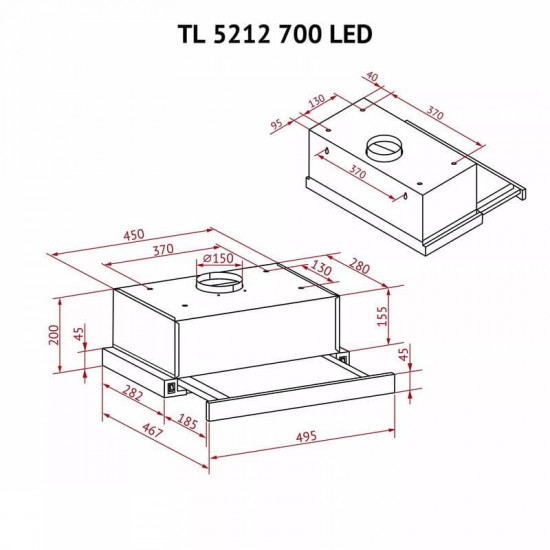 Витяжка Perfelli TL 5212 WH 700 LED