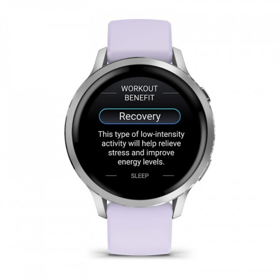 Смарт-годинник Garmin Venu 4 41mm Silver Bezel with Periwinkle Silicone Band (010-03013-01)