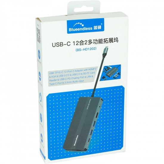 USB-хаб Blueendless USB Type-C 12-в-1 Grey (CA913886)